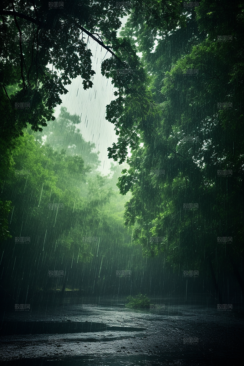 暴雨高清雨天摄影图