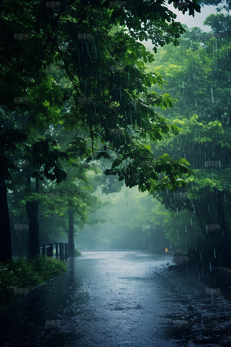 暴雨大雨室外摄影图