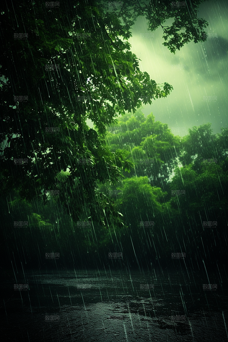 暴雨雨天安静摄影图