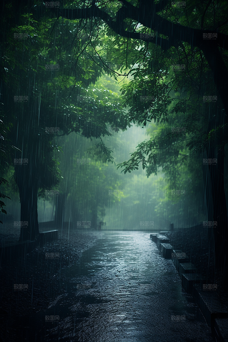 暴雨雨夜自然摄影图