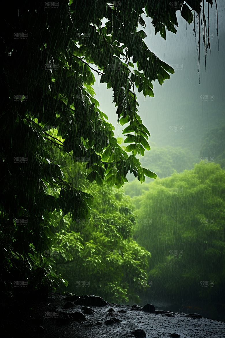 暴雨高清大雨摄影图
