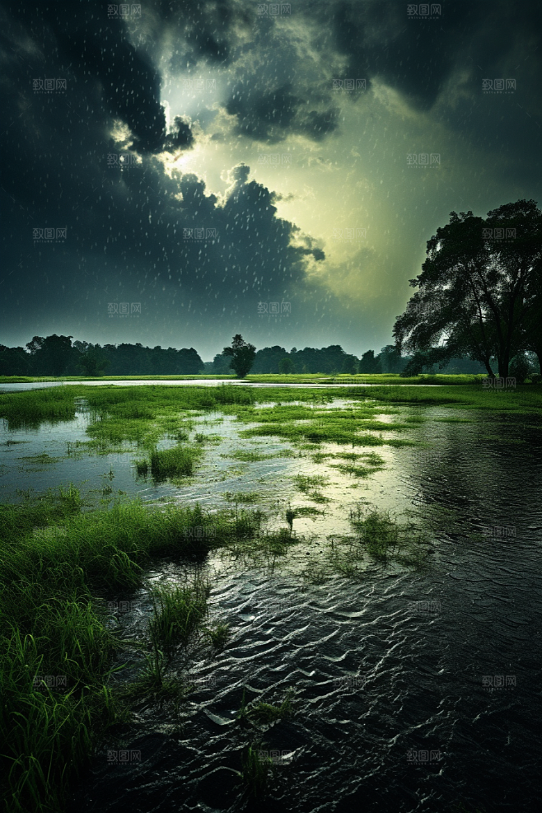 暴雨大雨自然摄影图