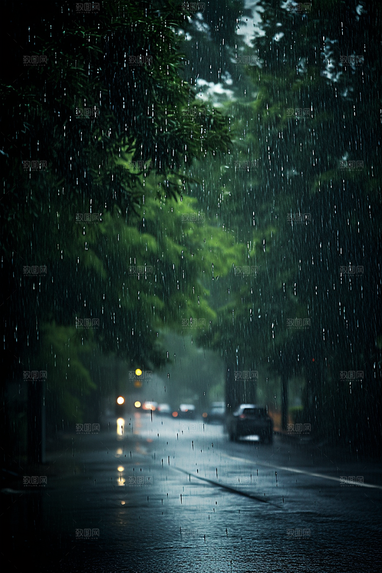 暴雨下雨雨天摄影图