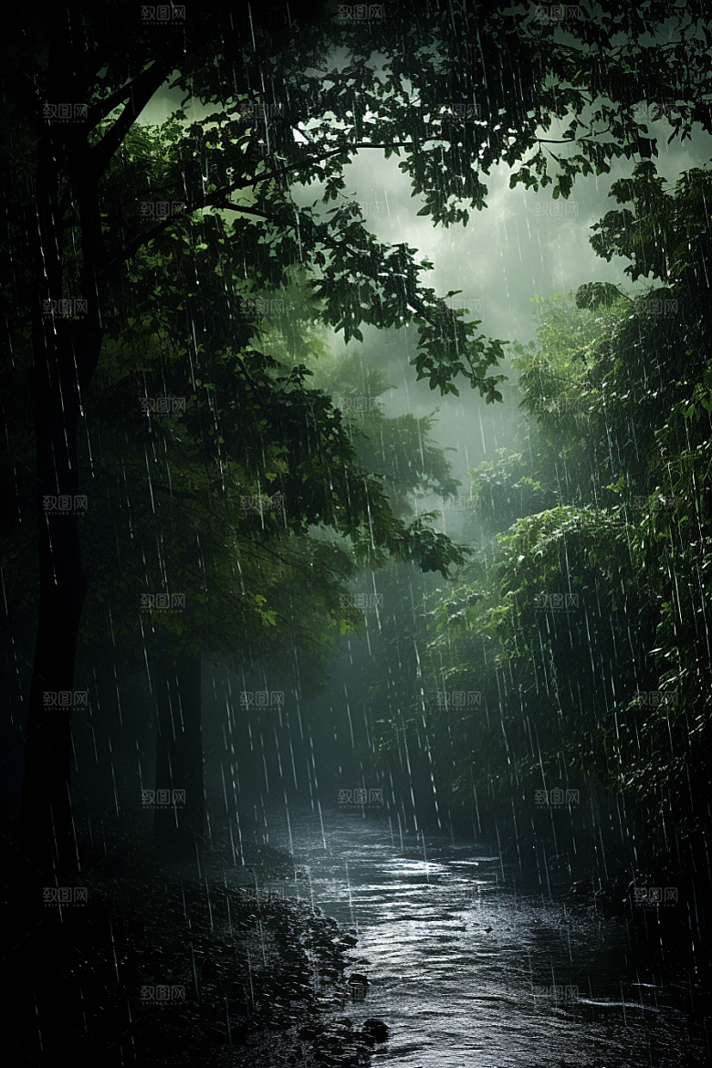 暴雨雨天安静摄影图