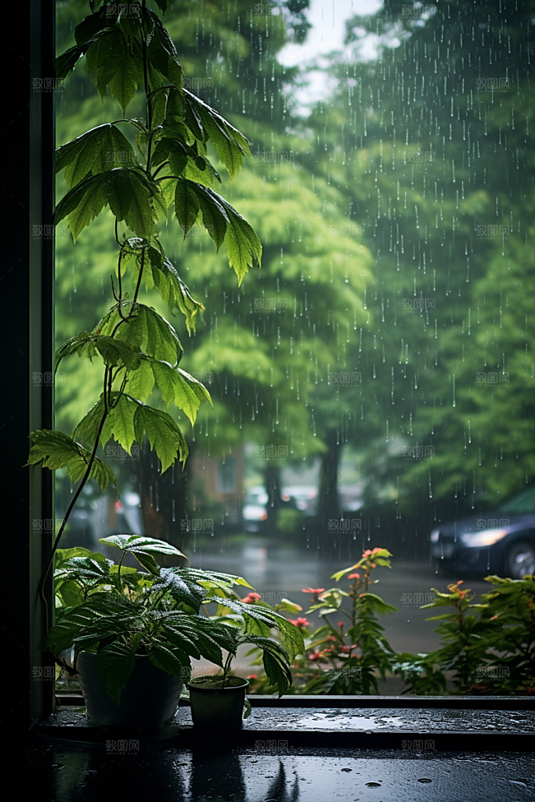 暴雨雨天自然摄影图