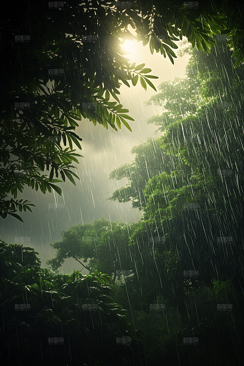 暴雨雨夜户外摄影图