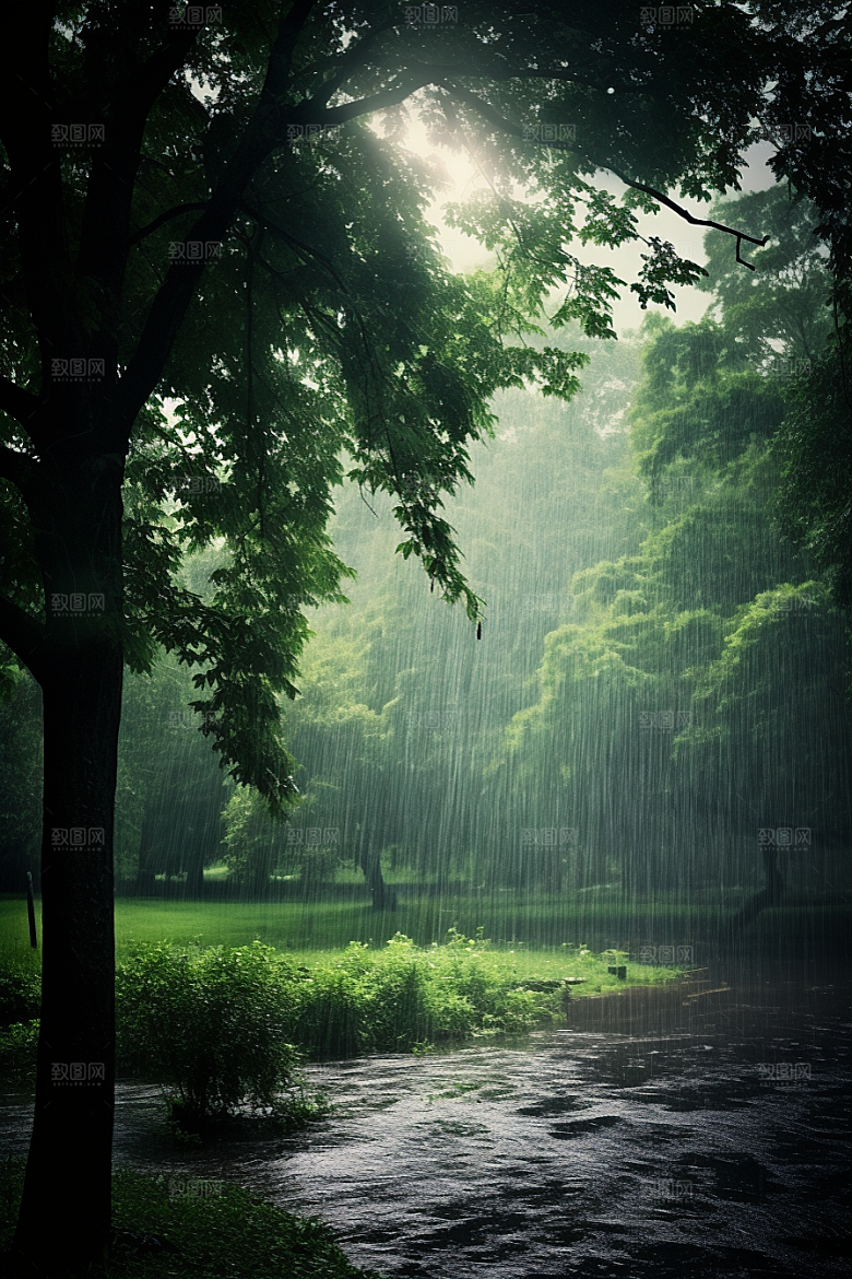 暴雨雨天安静摄影图