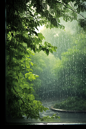 暴雨雨天安静摄影图