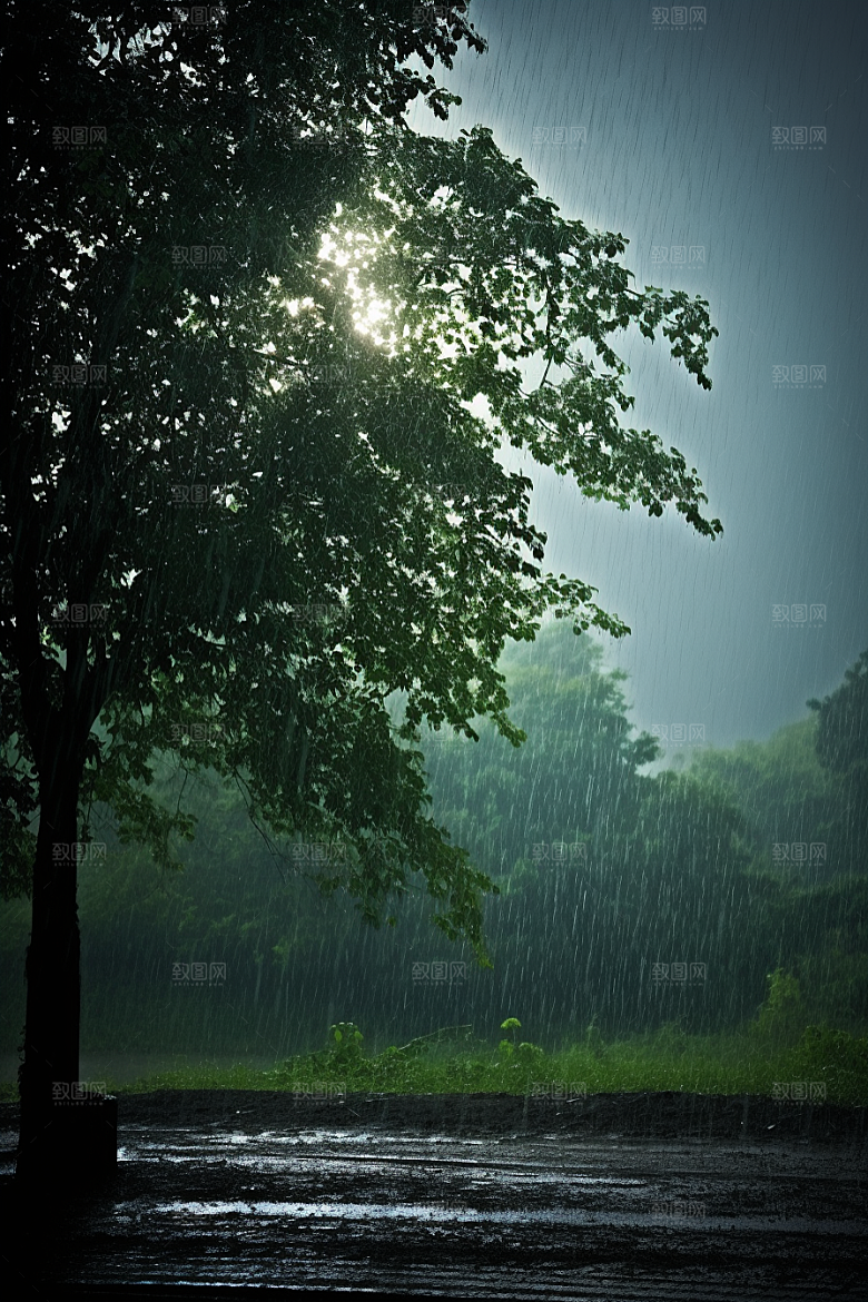 暴雨雨天安静摄影图