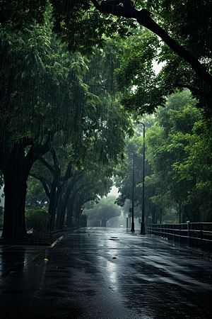 暴雨雨天安静摄影图