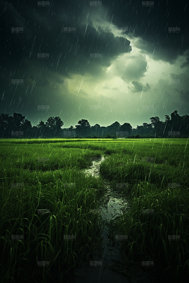 暴雨自然雨夜摄影图