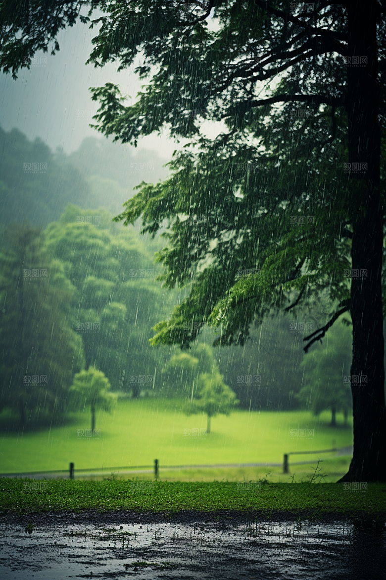 暴雨户外雨天摄影图