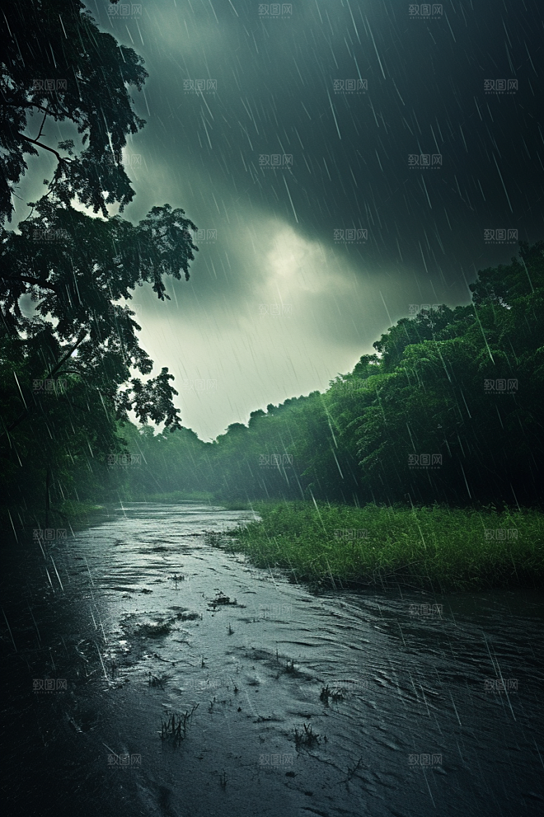 暴雨室外环境摄影图