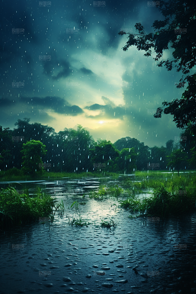 暴雨下雨安静摄影图