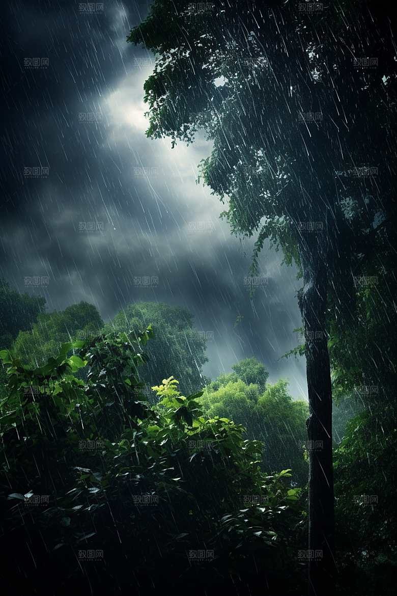 暴雨室外环境摄影图