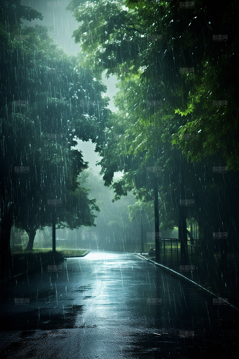 暴雨雨夜安静摄影图