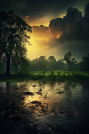 暴雨雨天高清摄影图
