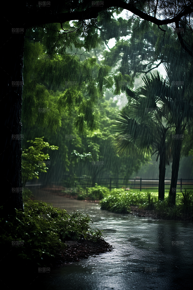 暴雨自然雨夜摄影图