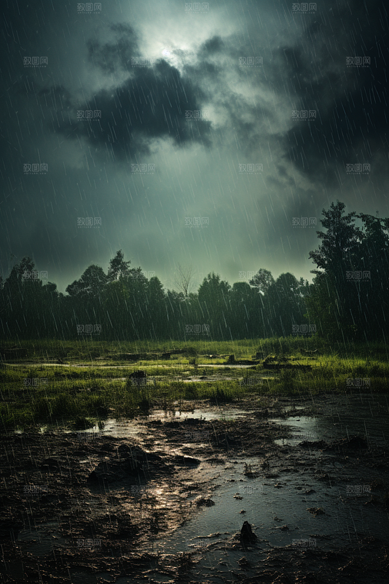 暴雨大雨室外摄影图