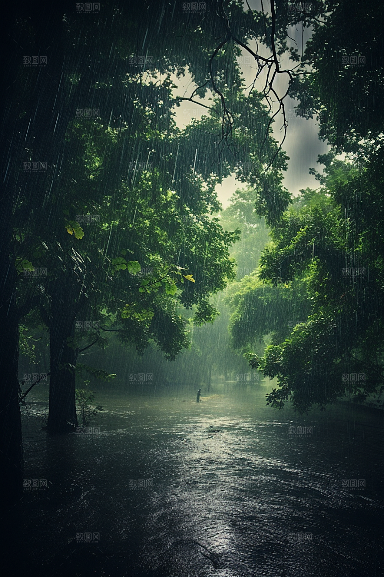 暴雨安静大雨摄影图
