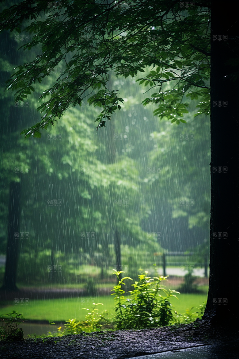 暴雨高清下雨摄影图