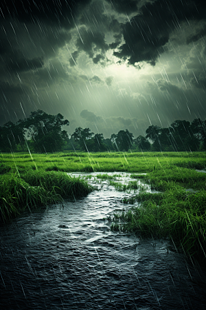 暴雨雨夜环境摄影图