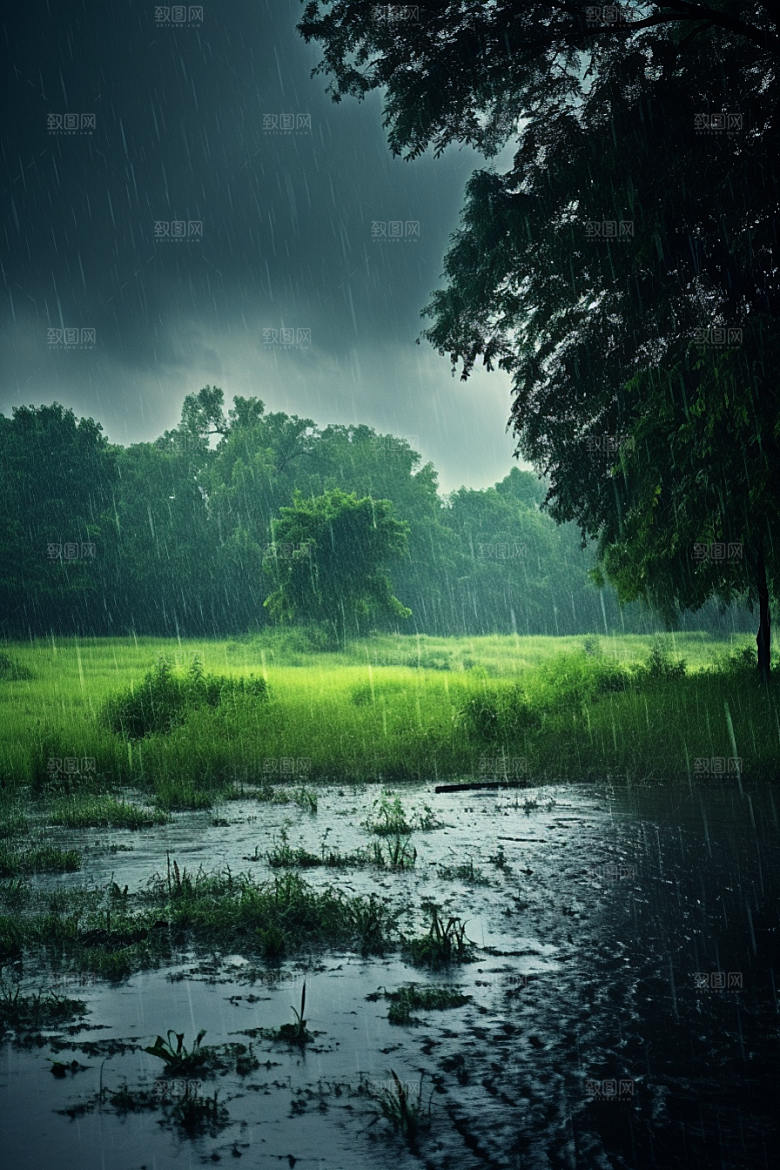 暴雨安静雨夜摄影图