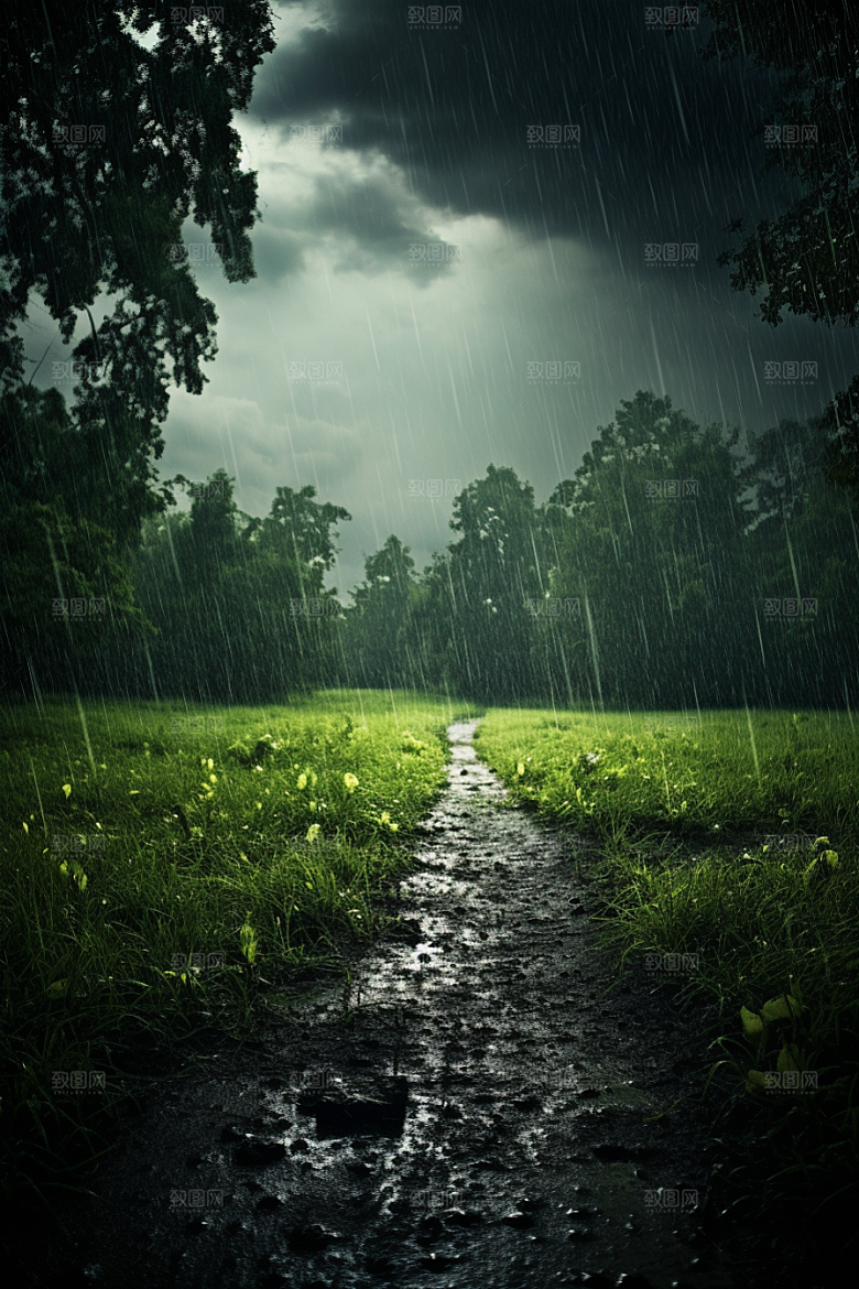 暴雨大雨室外摄影图