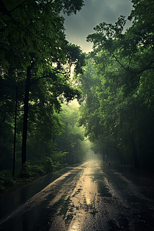 暴雨下雨户外摄影图