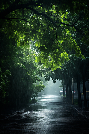 暴雨下雨户外摄影图