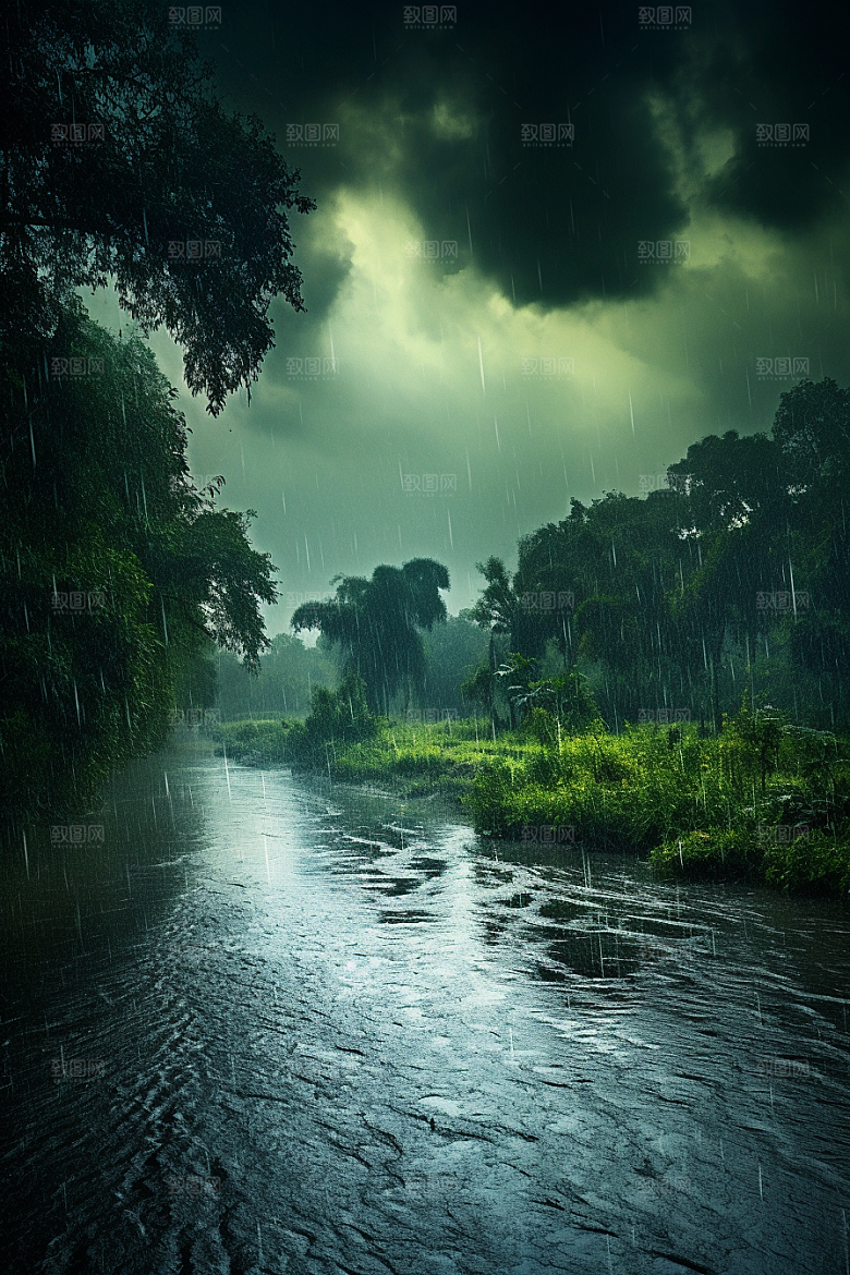 暴雨环境雨夜摄影图