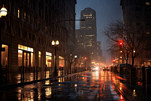 暴雨安静雨夜摄影图