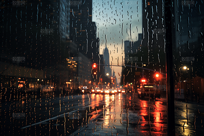 暴雨雨夜下雨摄影图