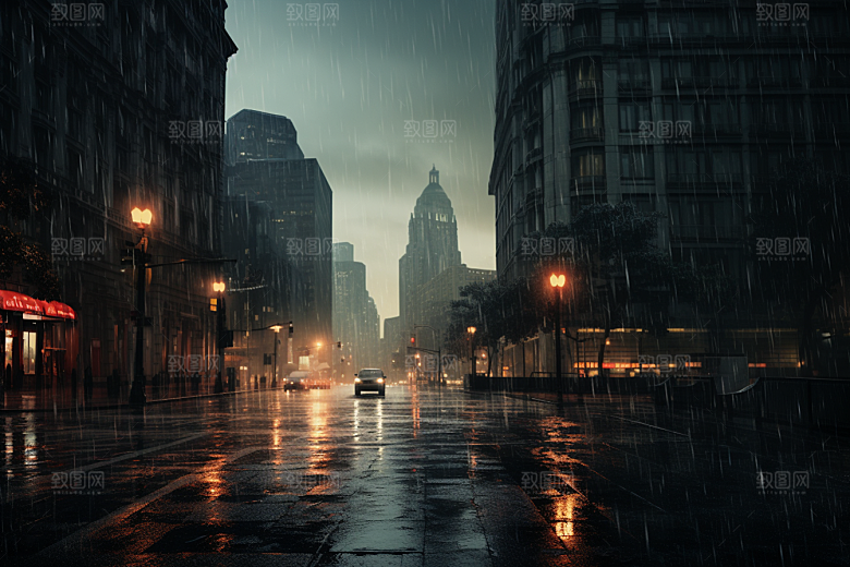 暴雨下雨户外摄影图