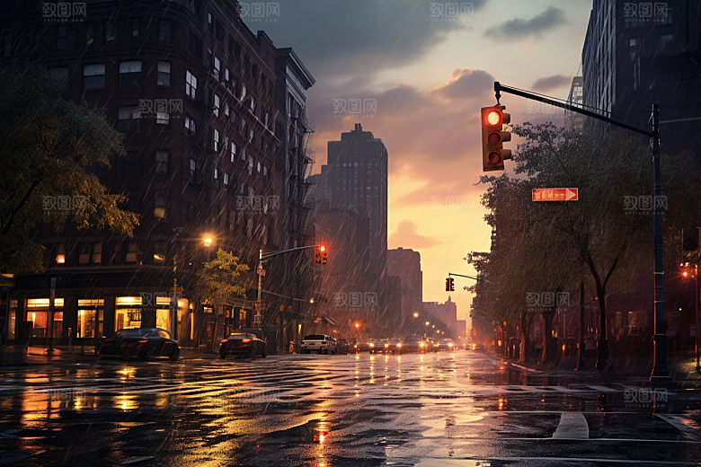 暴雨环境雨夜摄影图