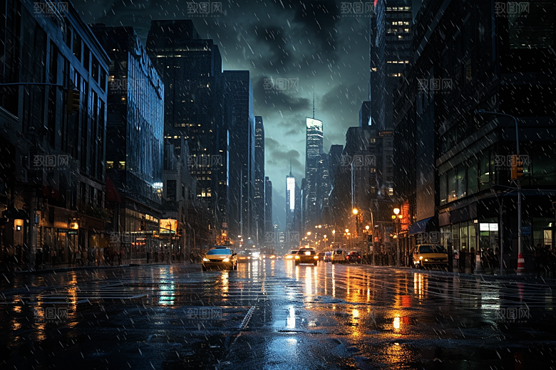 暴雨雨夜室外摄影图