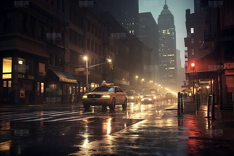 暴雨自然雨夜摄影图