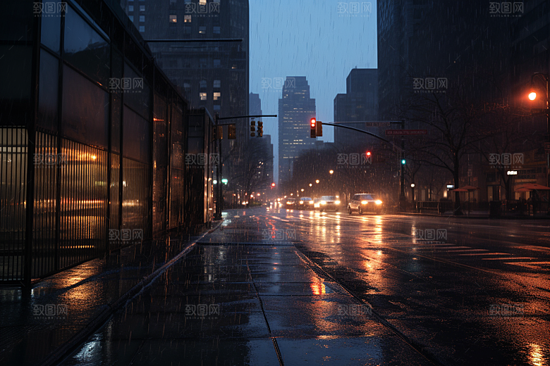 暴雨雨夜环境摄影图