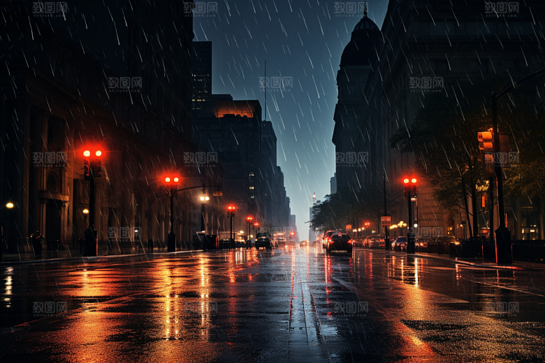 暴雨雨夜自然摄影图