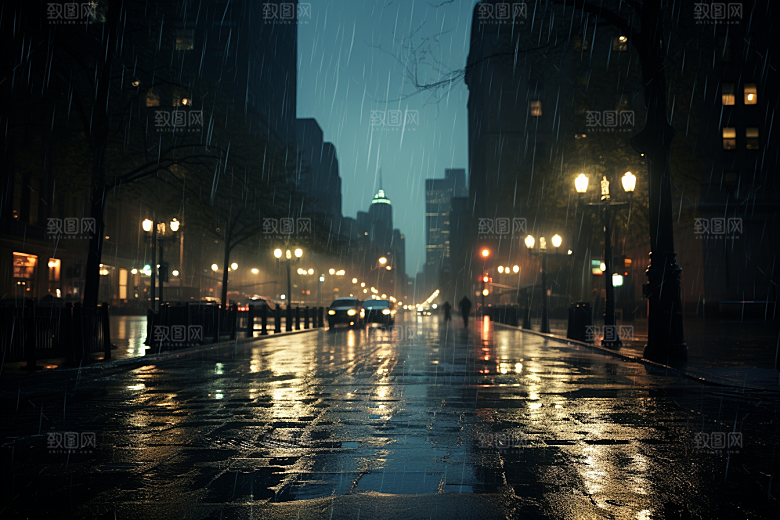 暴雨雨夜高清摄影图