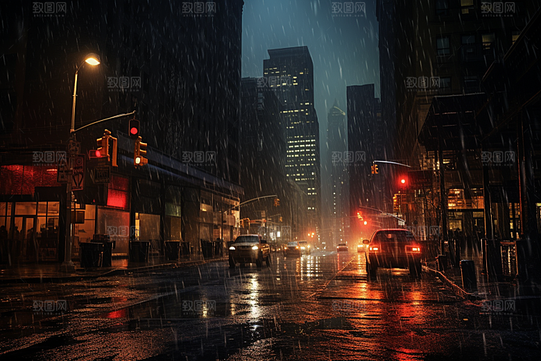 暴雨户外雨夜摄影图