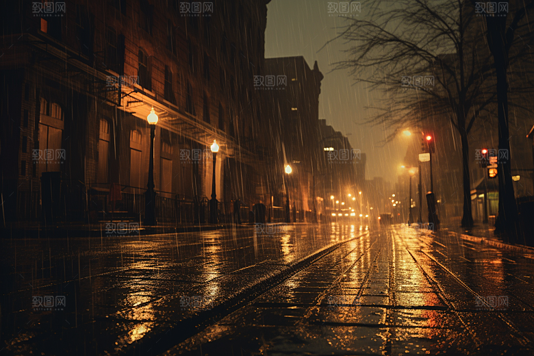 暴雨雨夜高清摄影图