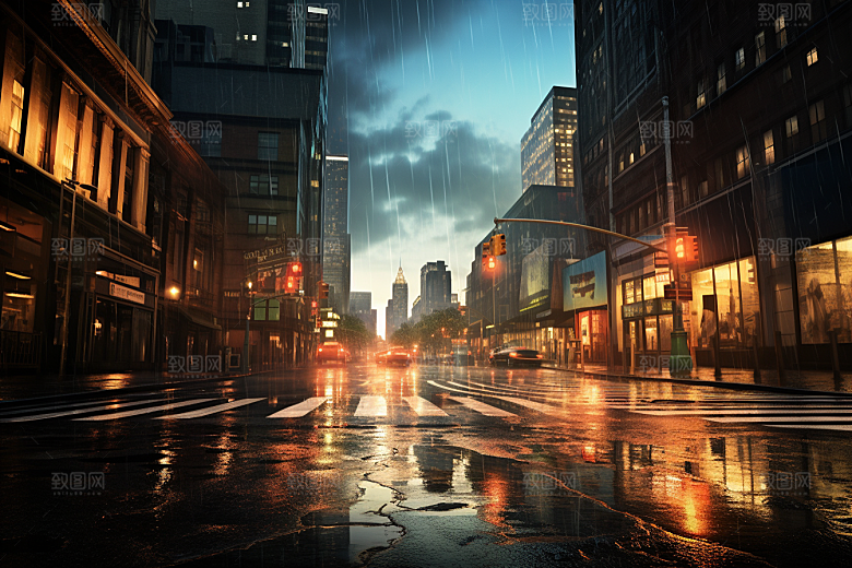 暴雨雨夜户外摄影图