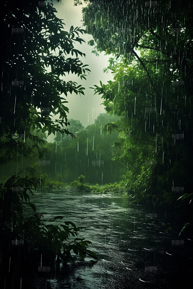 暴雨自然雨夜摄影图