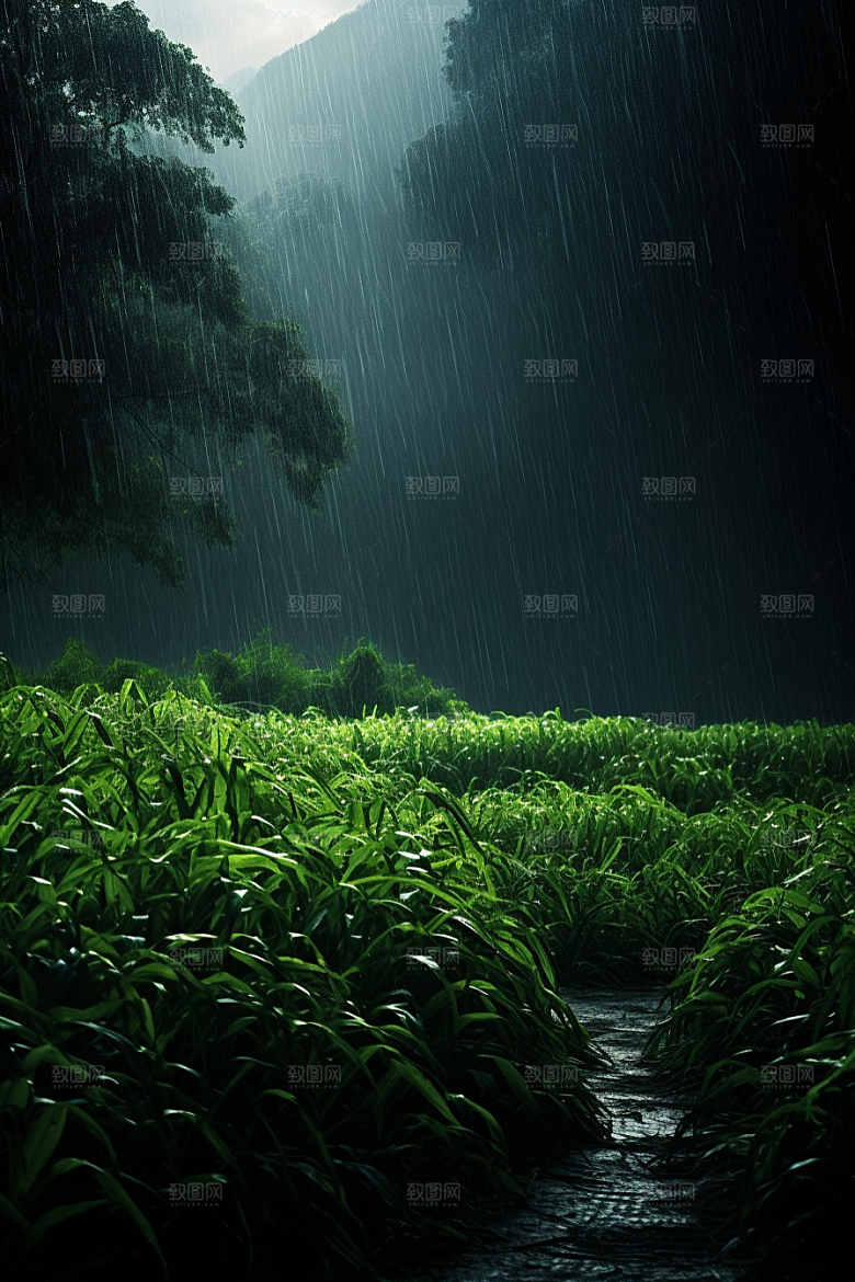 暴雨环境大雨摄影图
