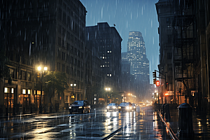暴雨高清雨天摄影图