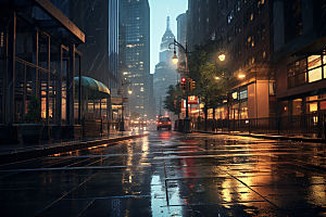 暴雨雨夜室外摄影图