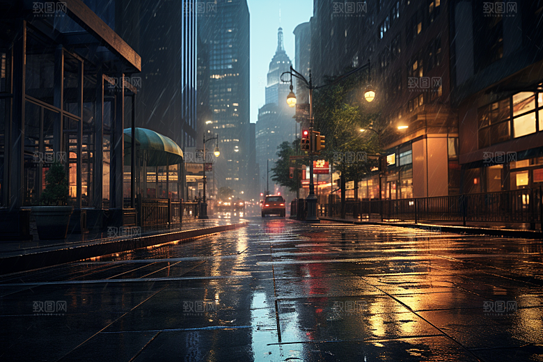 暴雨雨夜室外摄影图