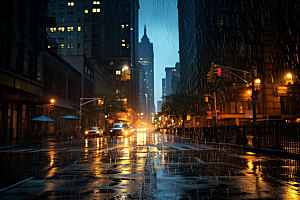 暴雨环境下雨摄影图