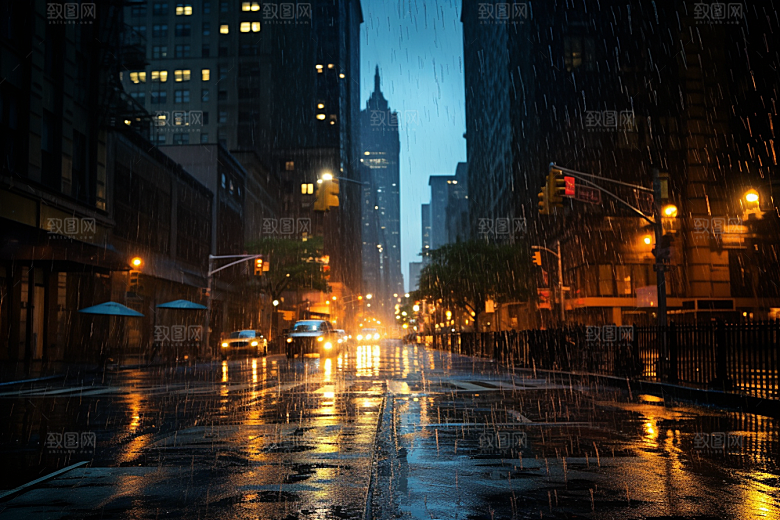 暴雨环境下雨摄影图